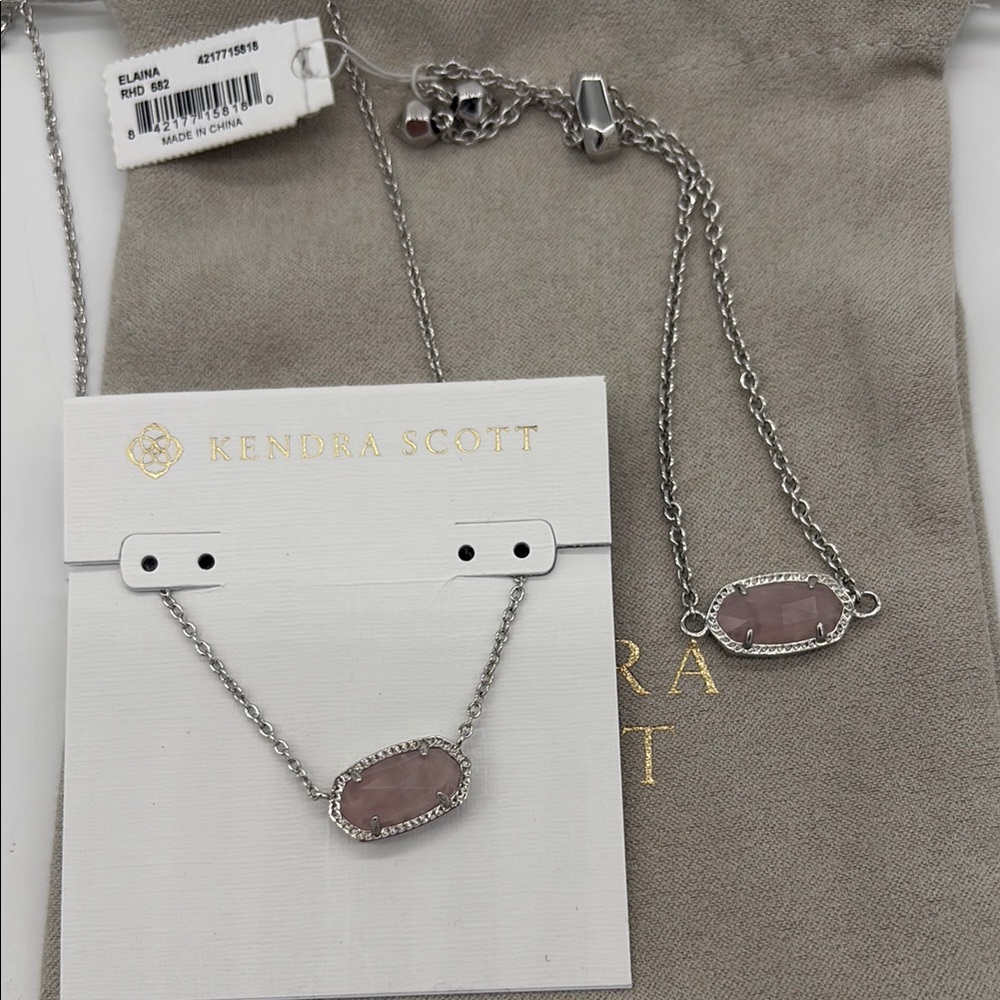 Kendra Scott Silver Rose Quartz Elisa and Elaina Set